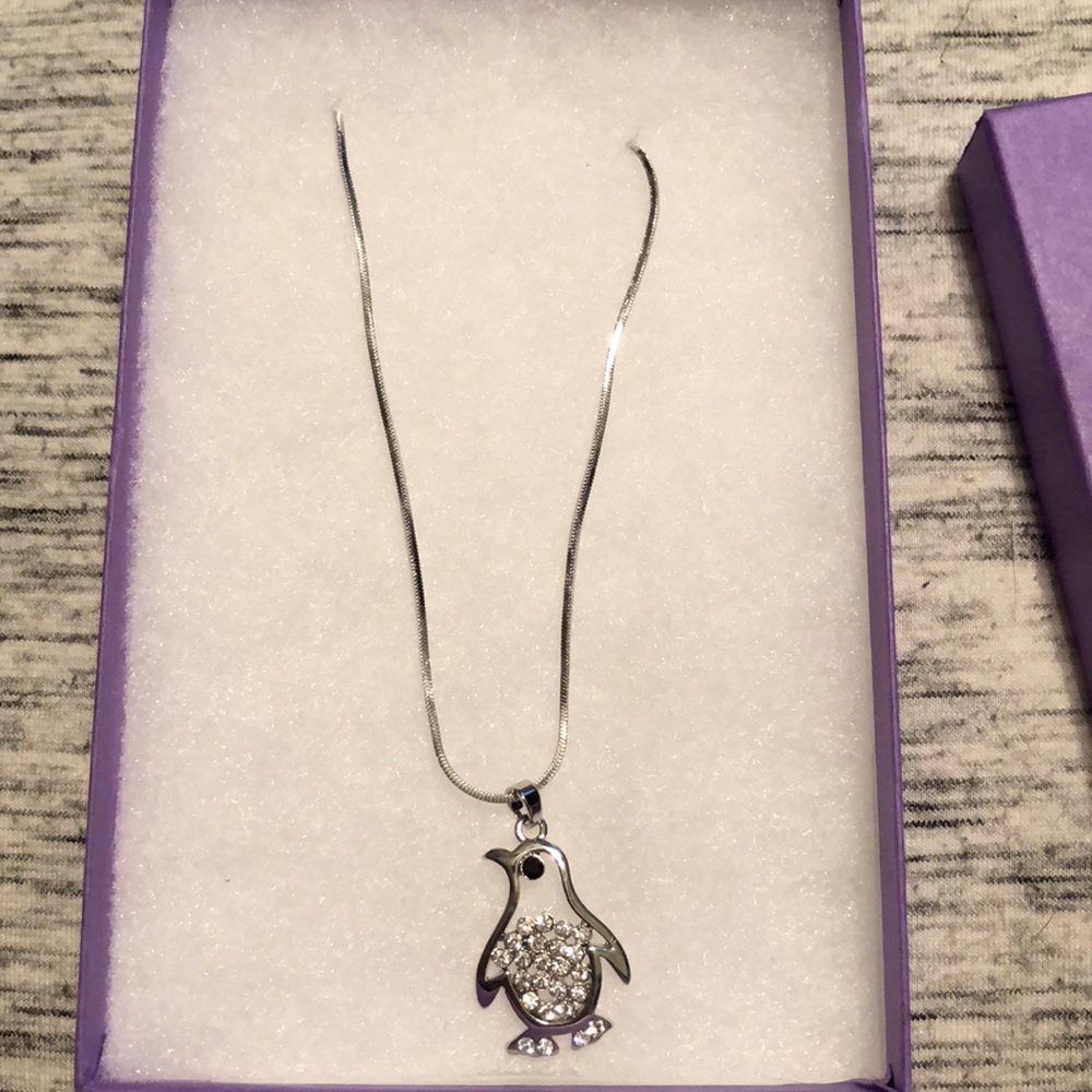 Silver penguin necklace